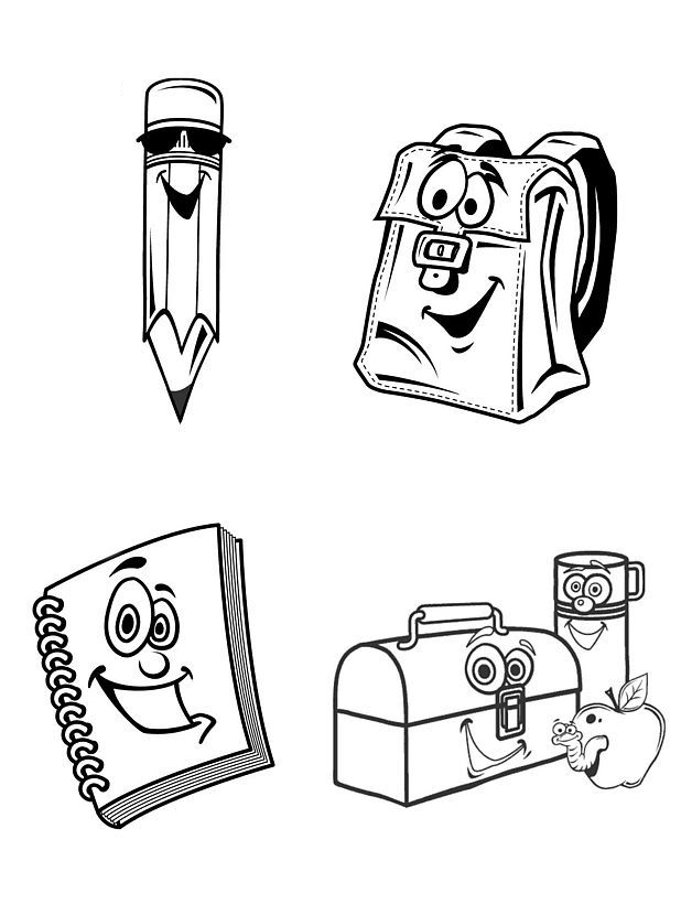 School Supplies Coloring Page |Clipart Library