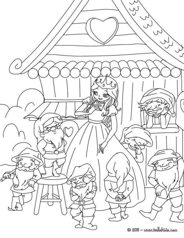 GRIMM Fairy Tales Coloring Pages Little Snow White And The 7