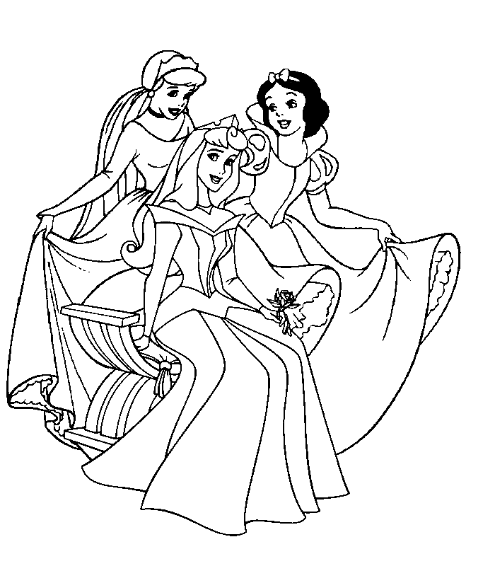 Full Size Disney Princesses Coloring Page | Free Printable