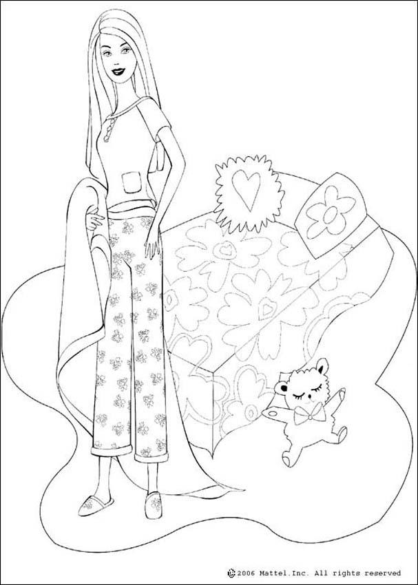 BARBIE DOLL coloring pages - Barbies bed