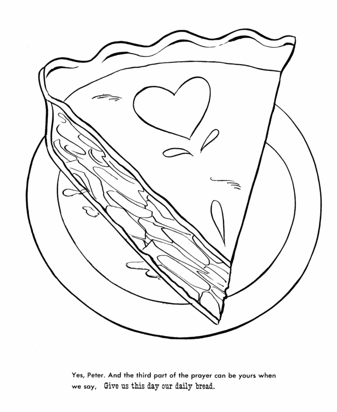 Thanksgiving Dinner Coloring Page Sheets - Apple pie with heart