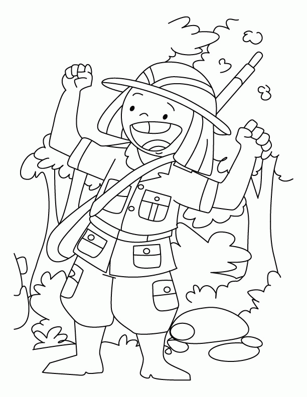 A happy hunter coloring page | Download Free A happy hunter