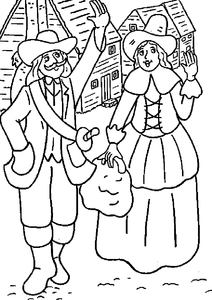 Thanksgiving Pilgrims Coloring Pages Printables � Thanksgiving