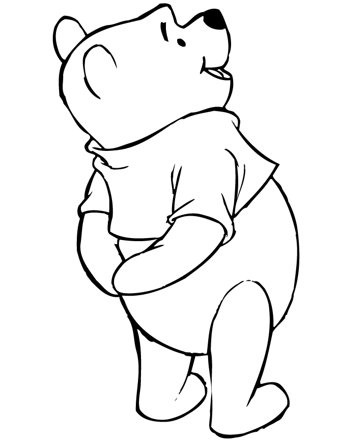 Cute Winnie The Pooh Bear Posing Coloring Page | Free Printable