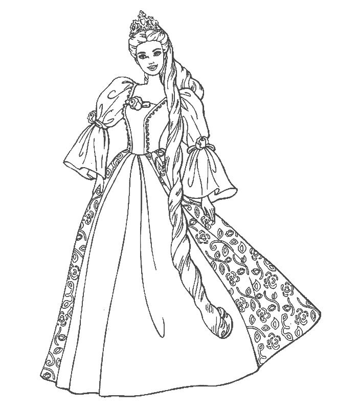 barbie princess coloring pages to print