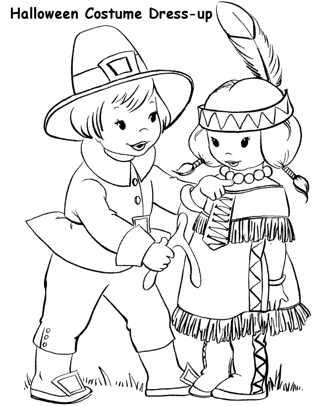 Pilgrims And Indians Coloring Page | Free Printable Coloring
