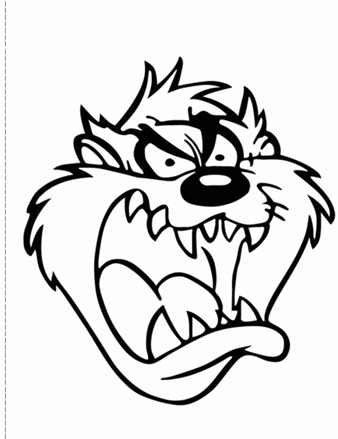 Face Of Tasmanian Devil Coloring Pages - Looney Tunes Cartoon