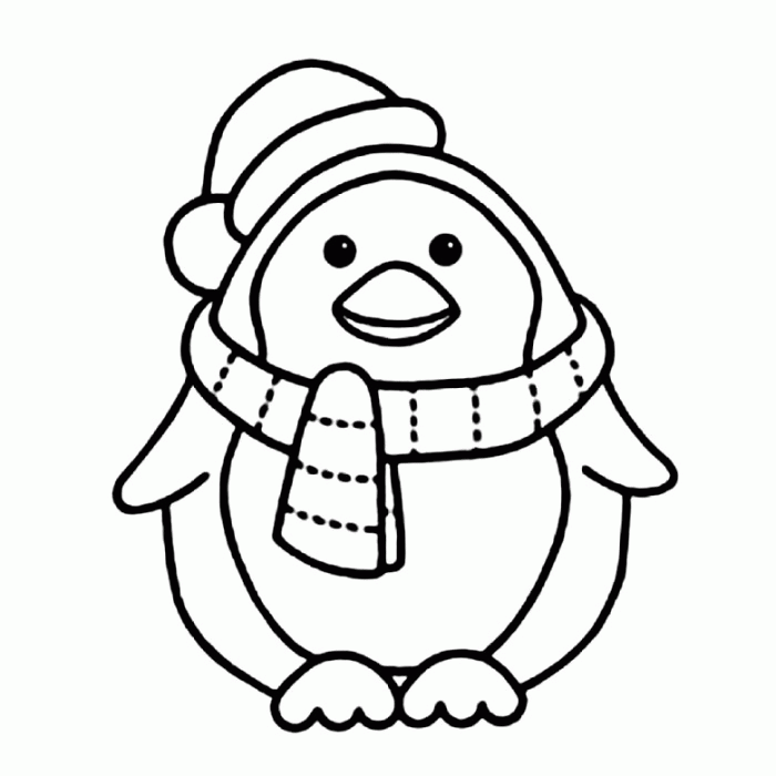 Penguin With Scarft Coloring Pages - Animal Coloring Pages