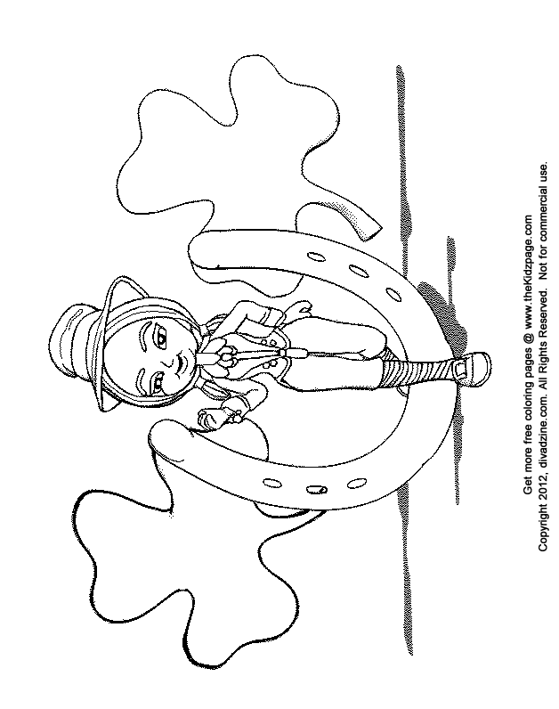 Girl and Lucky Horse Shoe St. Patricks Day | Free coloring pages