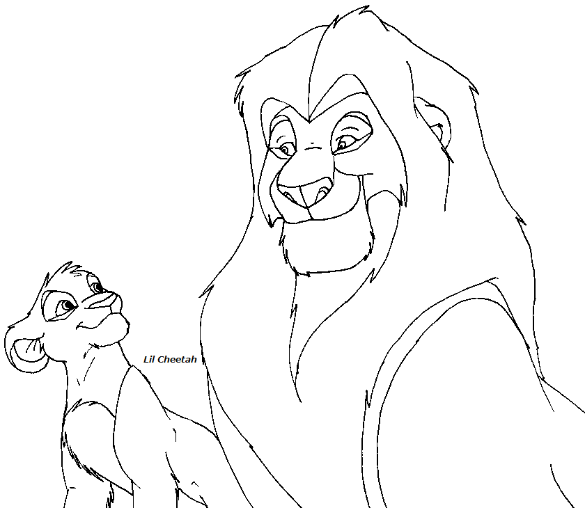 Daddy and cub lineart by Lil-Cheetah