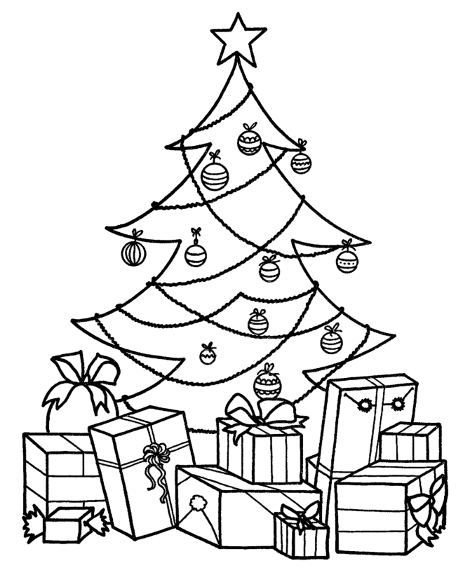 Christmas Tree With Presents Coloring Pages 
