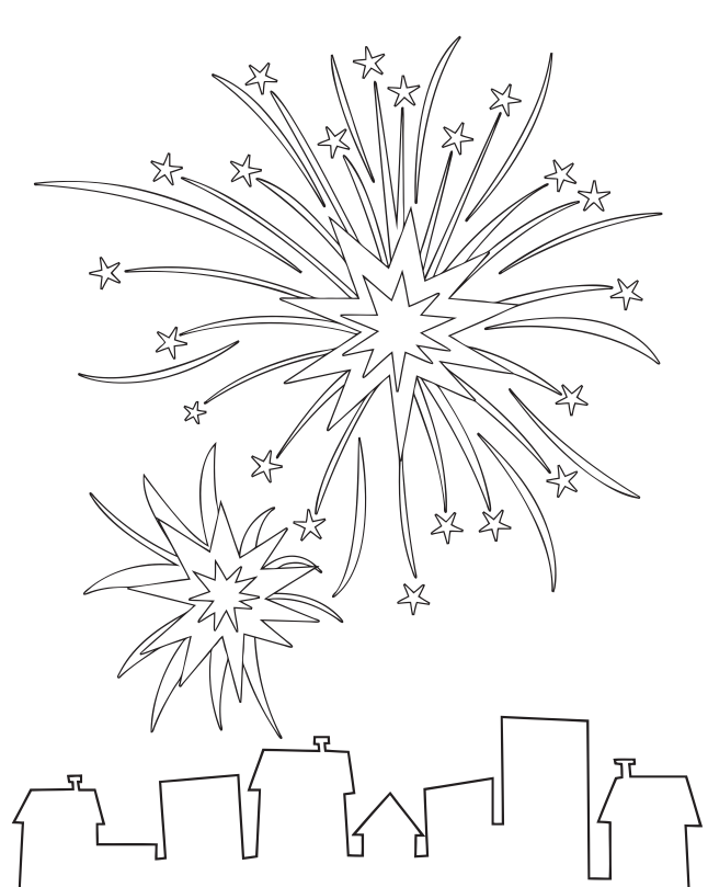 Fireworks Coloring Page  Coloring Book