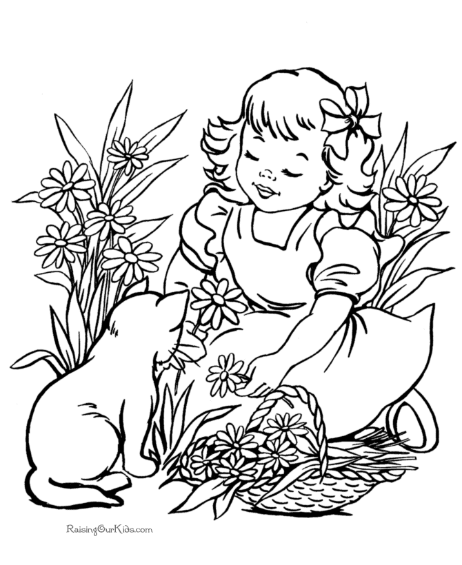 Kitten And Cat Coloring Page 