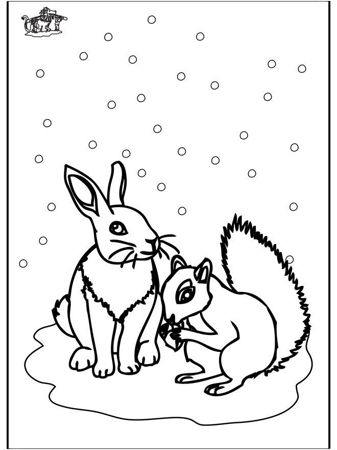 Squirrel and rabbit - Winter animals