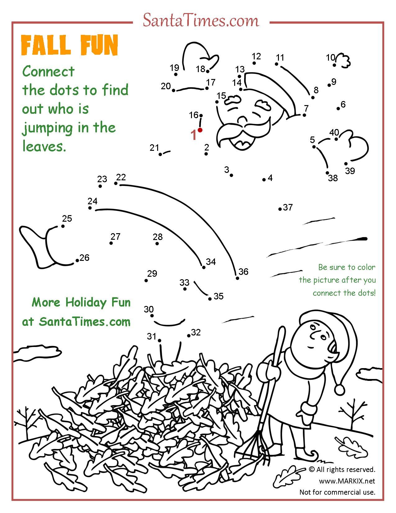 Fall Fun at the North Pole Printable Dot-to-dot. Connect the dots