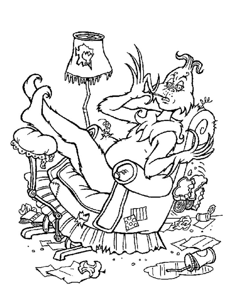 HOW THE GRINCH STOLE CHRISTMAS coloring pages - The Grinch is unhappy