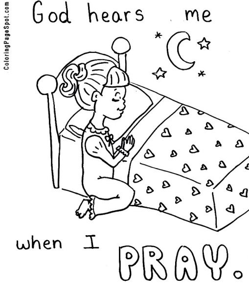 Praying Hands Printable Clip Art | girl praying coloring page