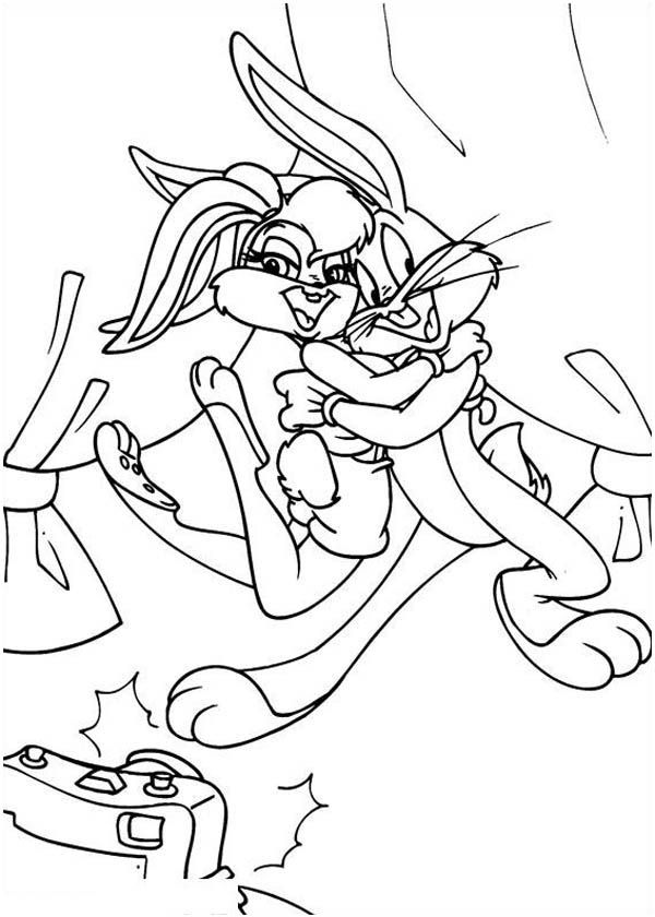 Bugs Bunny and Lola Bunny are Dancing Coloring Page| free printable
