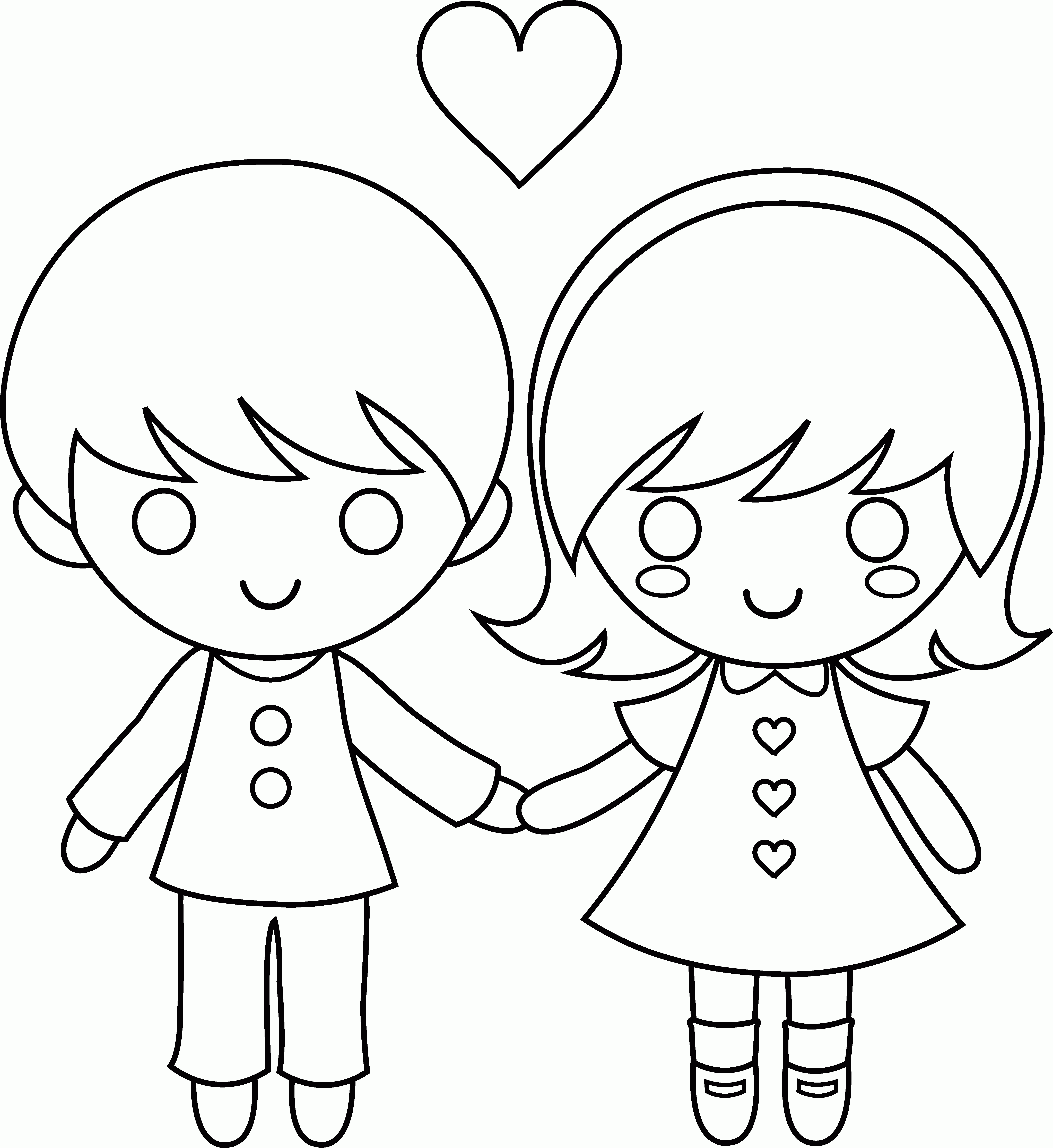 Free Girl And Boy Coloring Page, Download Free Girl And Boy ...