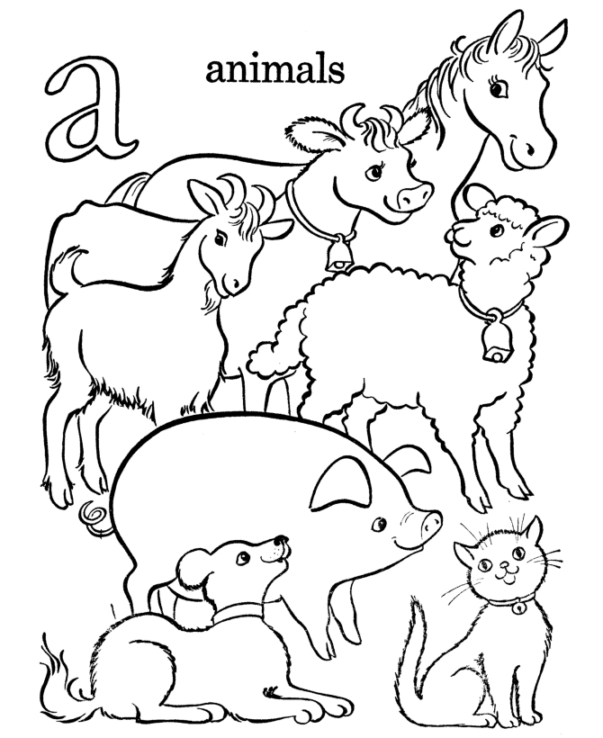 Alphabet Coloring Pages | Letter A (lc)- Free printable farm