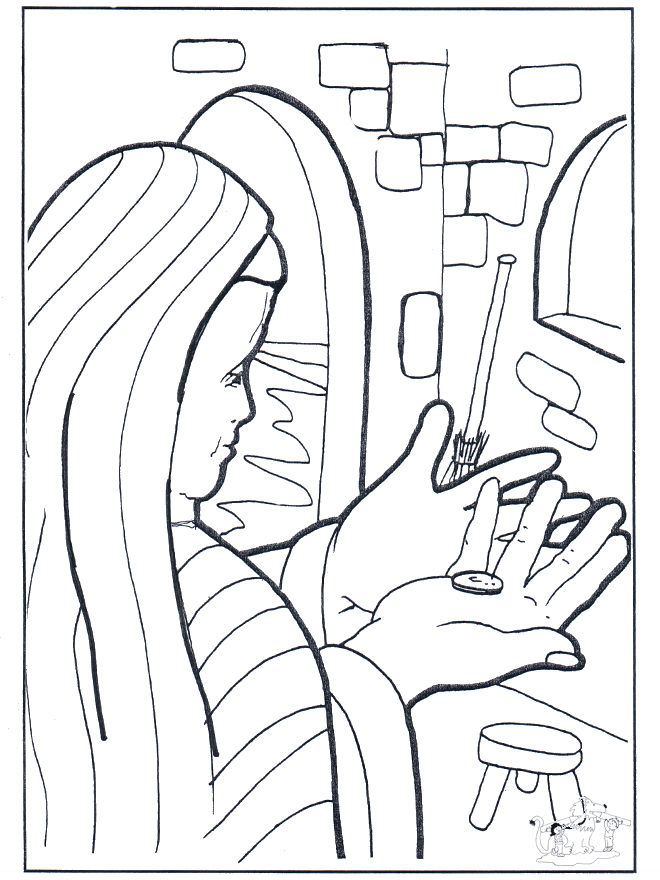 widow and two coins Colouring Pages