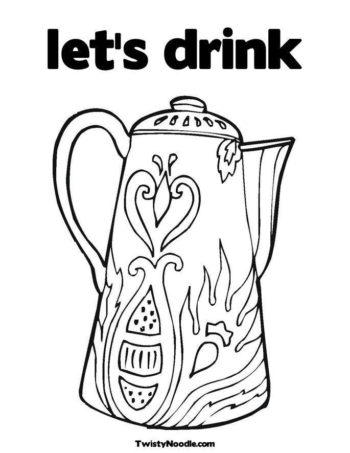 Drinking Water Coloring Page 