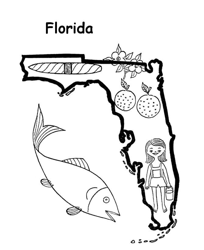 Florida State outline Coloring Page | Coloring - US History