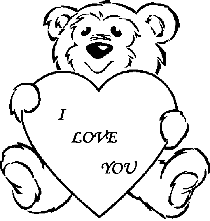 Teddy and Heart Coloring Sheets