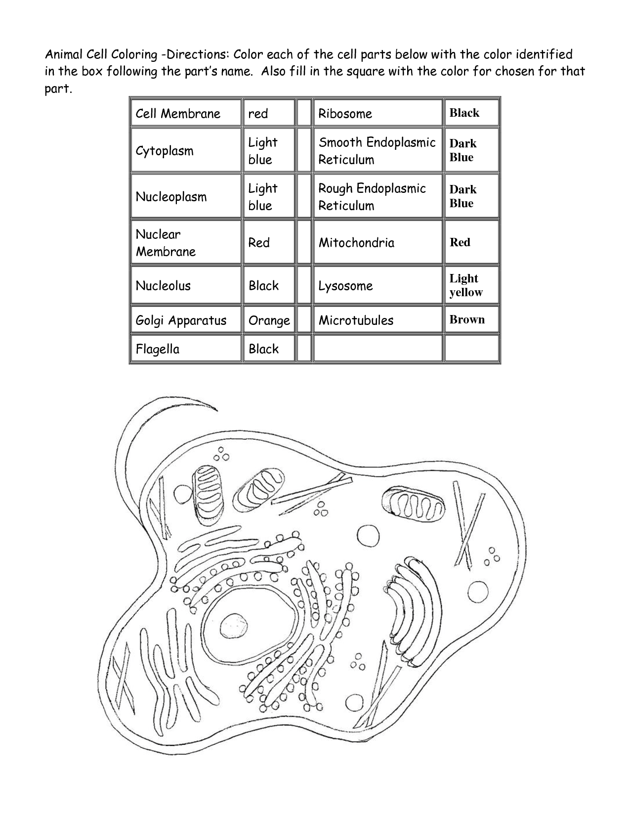 animal cell coloring page - Clip Art Library Regarding Animal Cells Coloring Worksheet