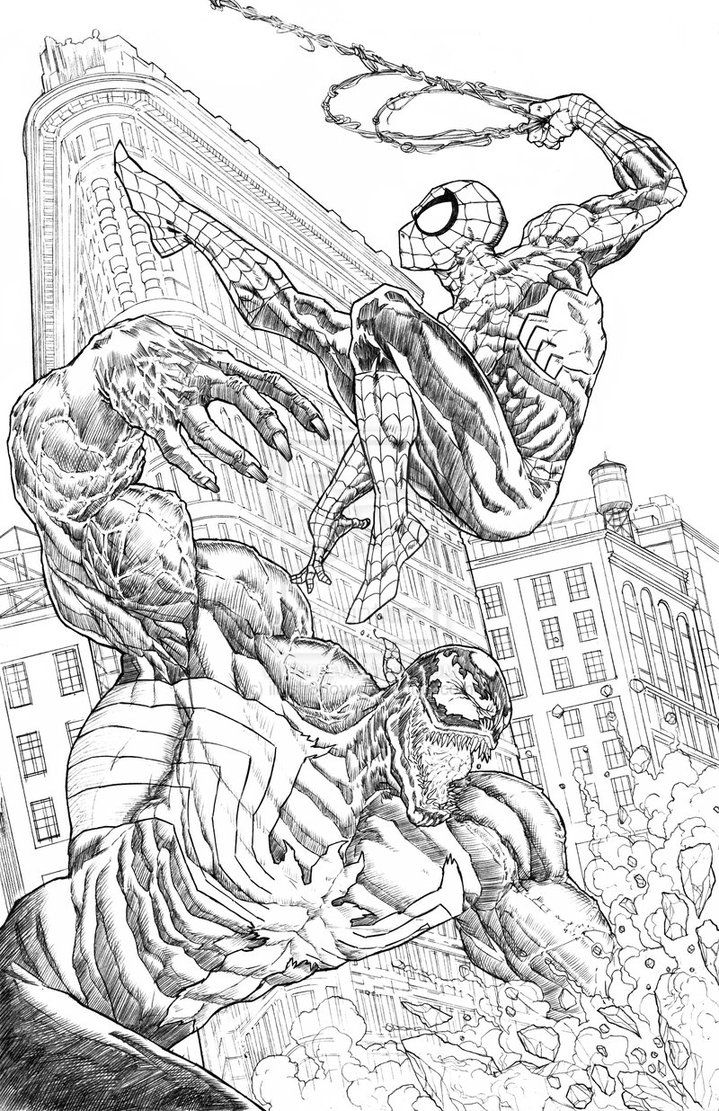 Spider-Man Fighting Venom Coloring Pages - Spider-Man
