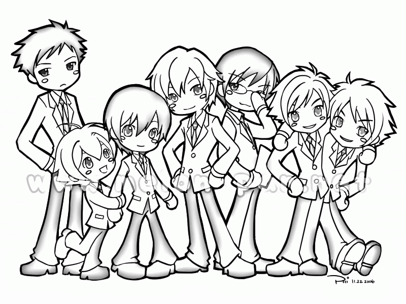 anime group coloring pages