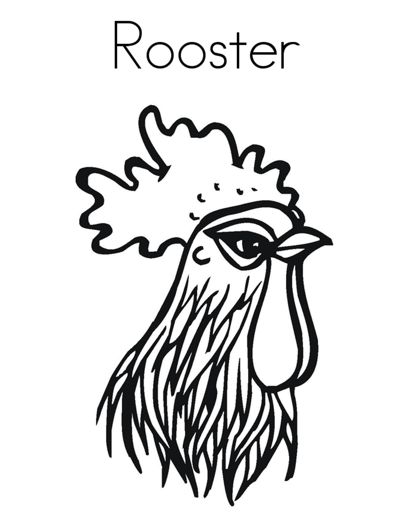 Rooster Head Farm Animal Coloring Pages | Animal Coloring pages