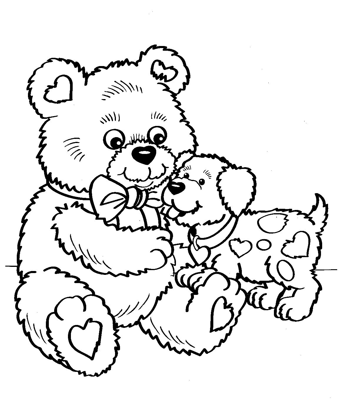 Free Teddy Bear And Heart Coloring Pages, Download Free Teddy Bear And