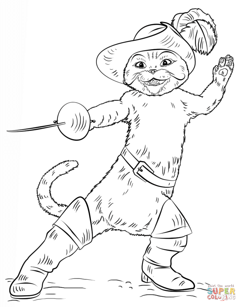 puss in boots colouring - Clip Art Library.