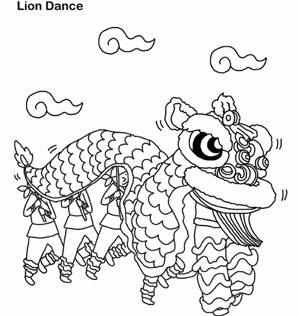 Chinese New Year Coloring Pages Lion Dance | New Year Coloring