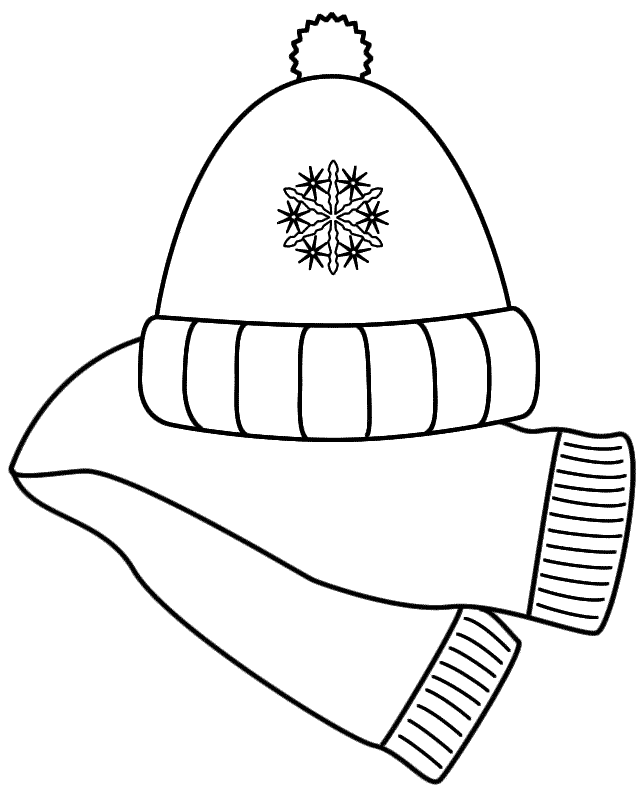 Scarf and Winter Hat - Coloring Page 