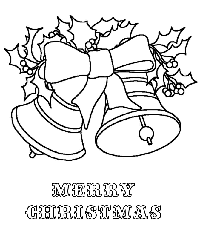 BlueBonkers : Christmas Bells with holly - Christmas Coloring pages 