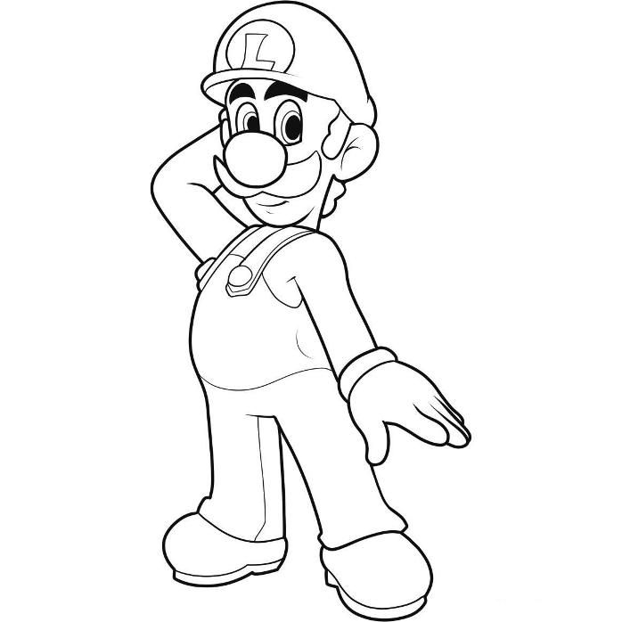 Luigi picture to colour for kids : - Coloring Guru