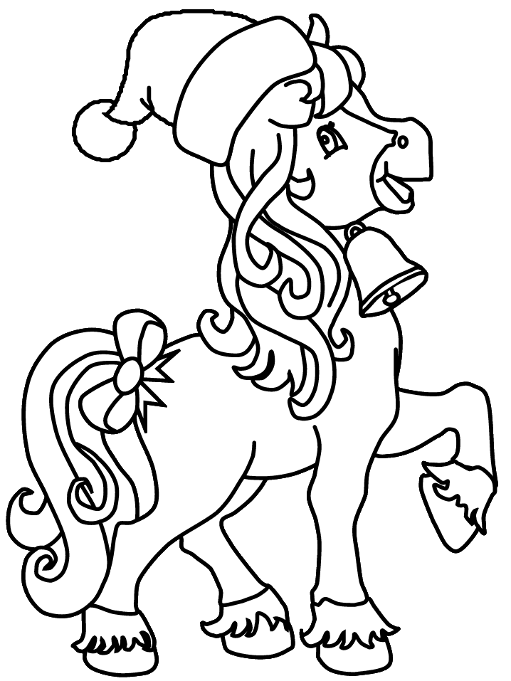 Printable Horse Christmas Coloring Pages
