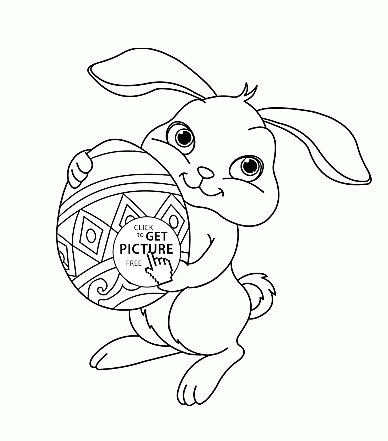 Cute Easter Bunny coloring page for kids, coloring pages