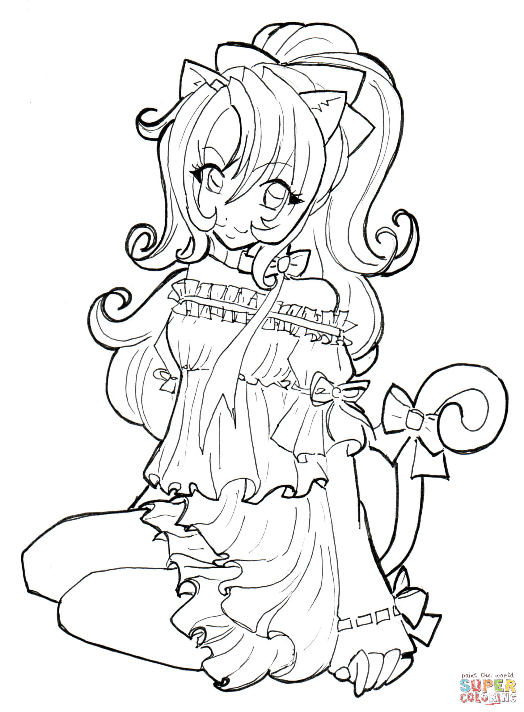 cat girl coloring pages   Clip Art Library