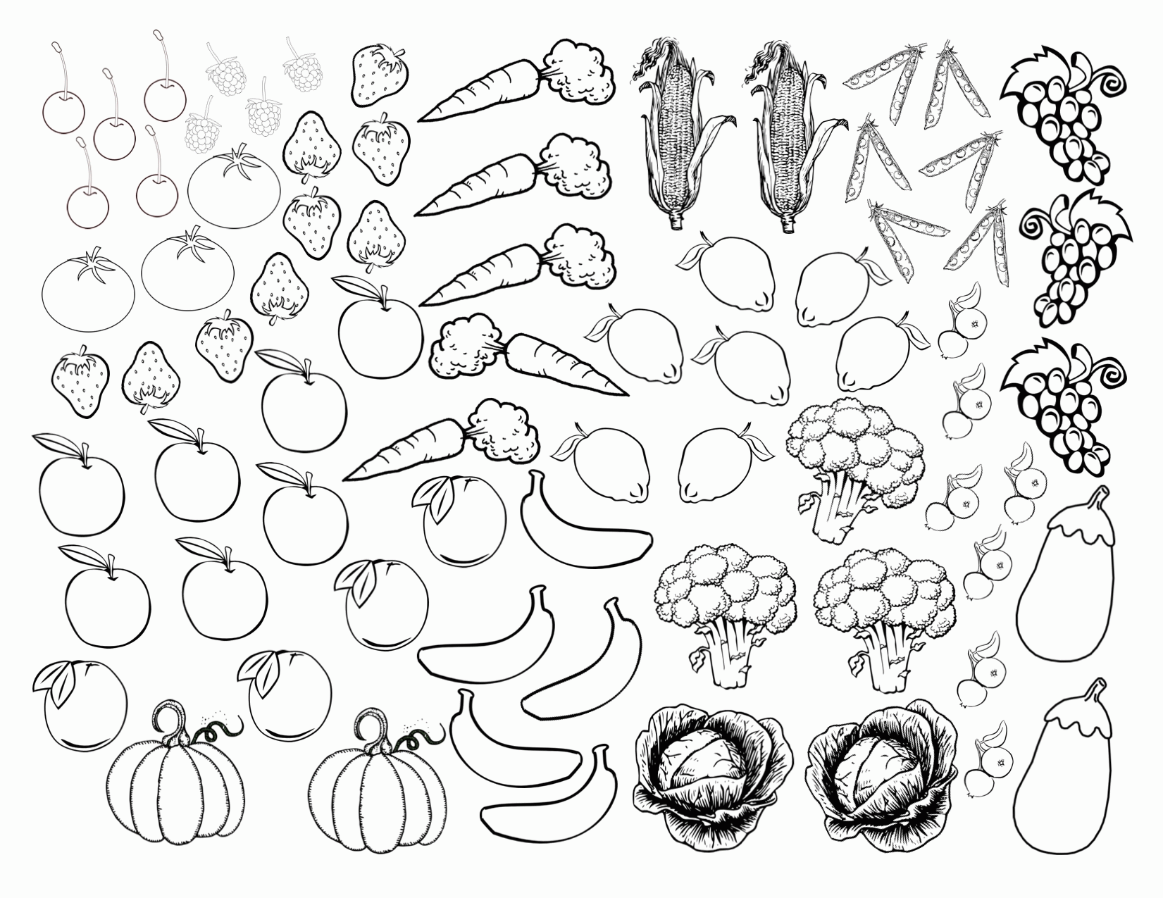 Free Fruits And Vegetables Coloring Pages Print Download Free Fruits 