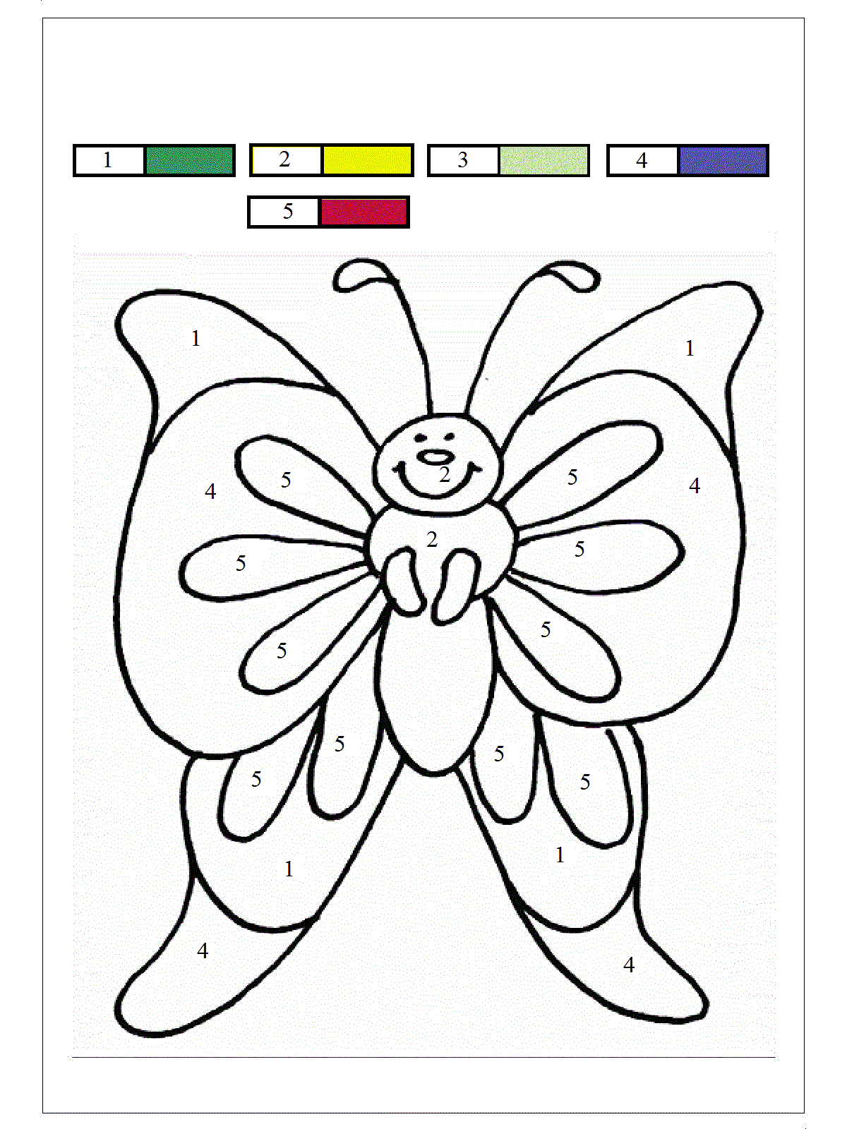 Color by number for preschoolers butterfly spring color by number