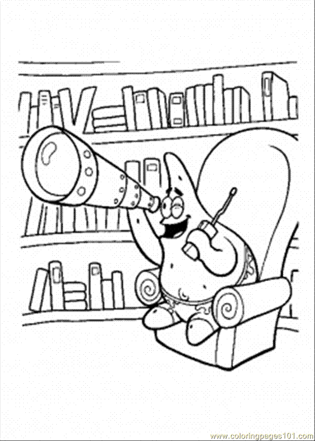 Coloring Pages Partick In The Library (Cartoons  SpongeBob