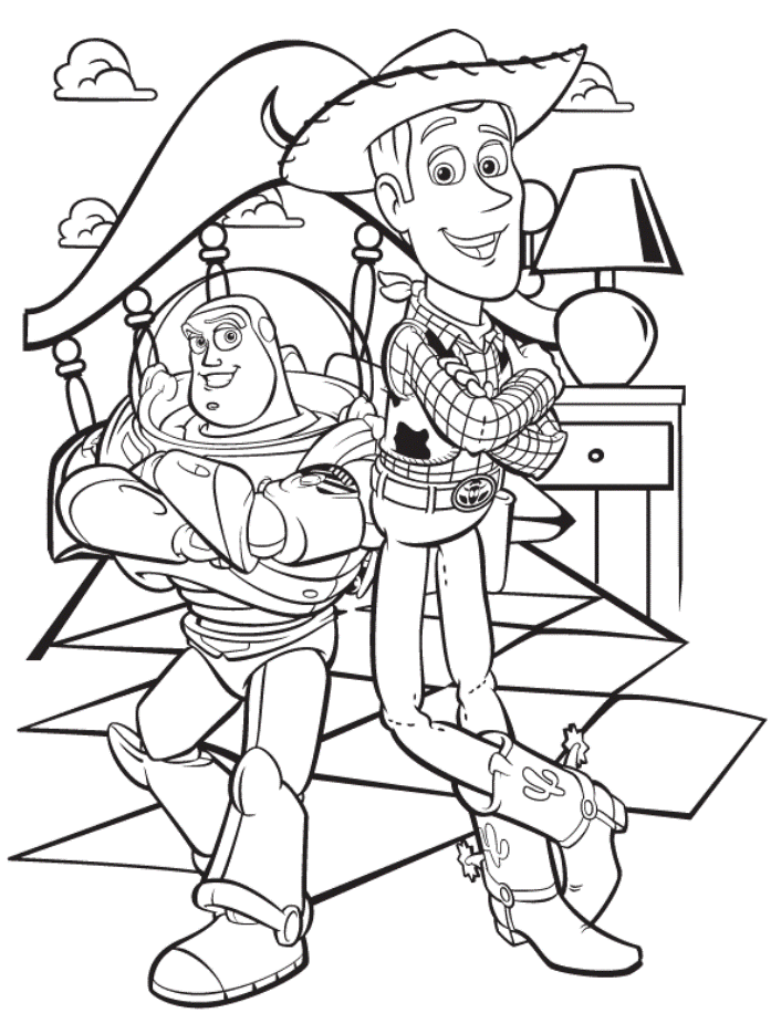 Print Toy Story Sheriff Woody And Buzz Lightyear Coloring Page