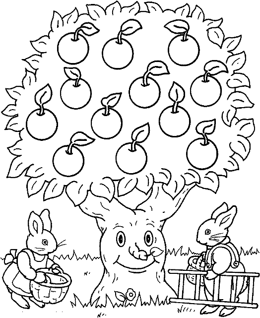 Coloring Pictures Of Apple Trees - Coloring Style Pages