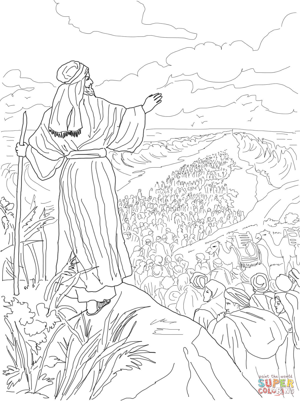 Israelites Crossing the Red Sea coloring page | Free Printable