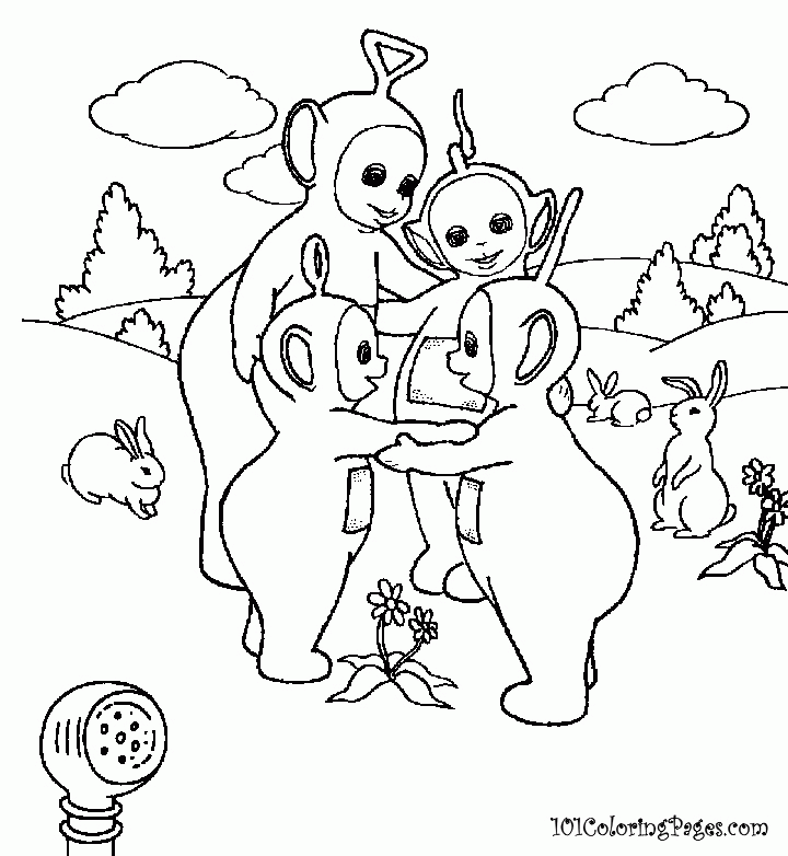 Teletubbies (Tinky Winky, Dipsy, Lala, Poo) Coloring Pages