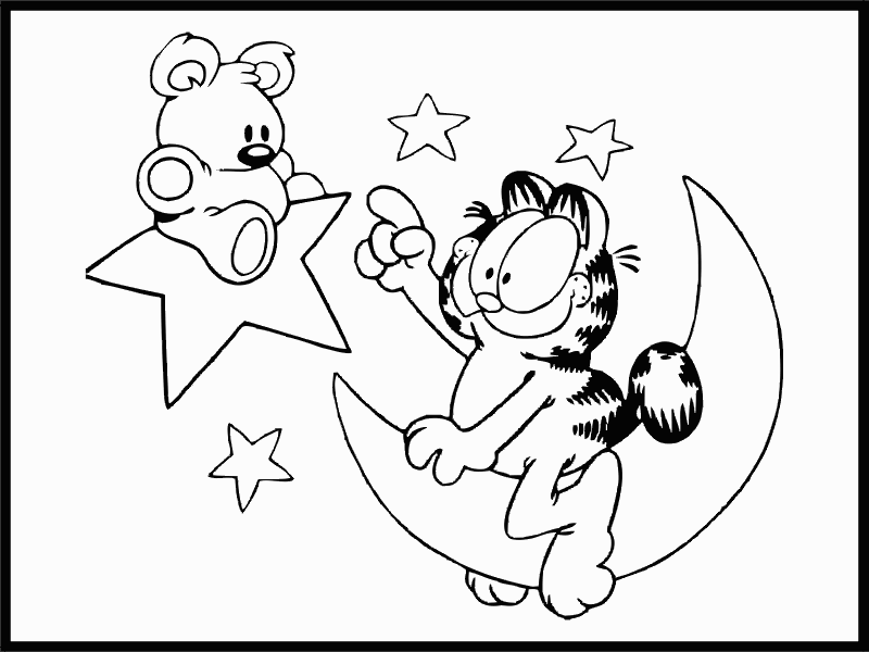Garfield And Pooky Bear - Garfield Coloring Pages : Coloring Pages