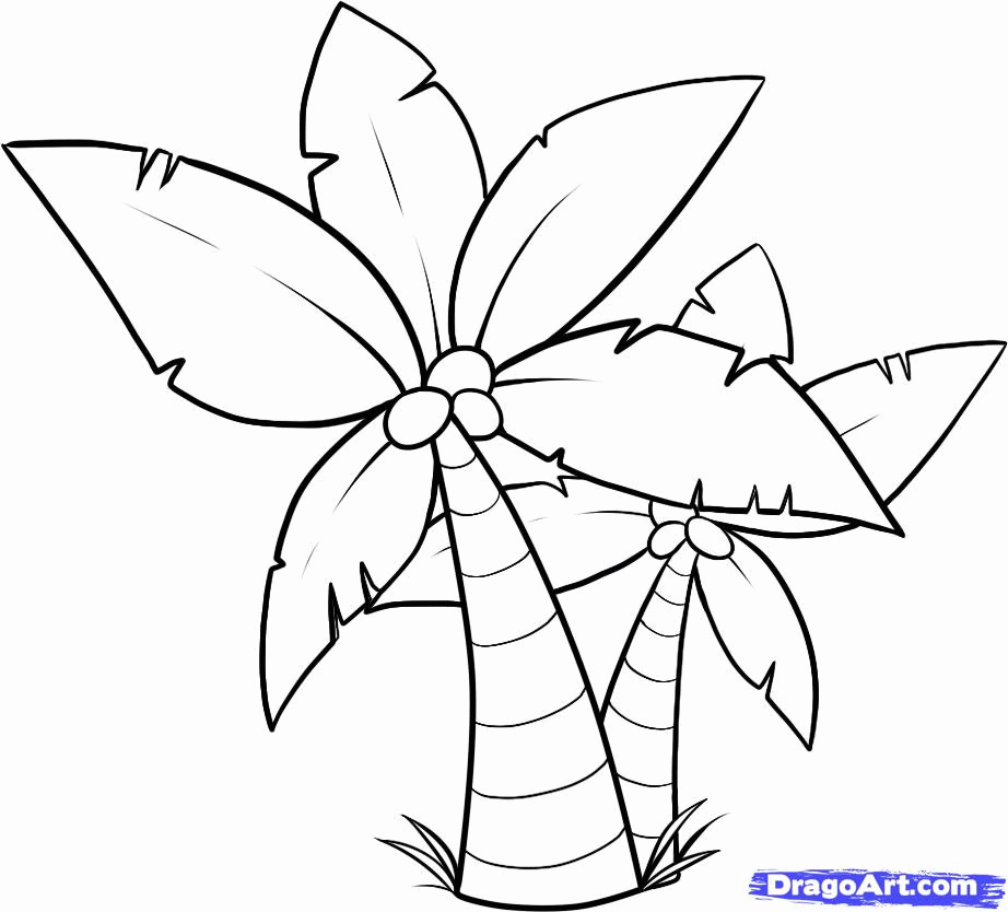 a mango tree step by step Colouring Pages